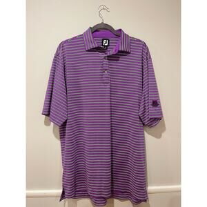 Foot Joy Men's‎ Purple Striped Golf Polo Moisture Wicking Size Large